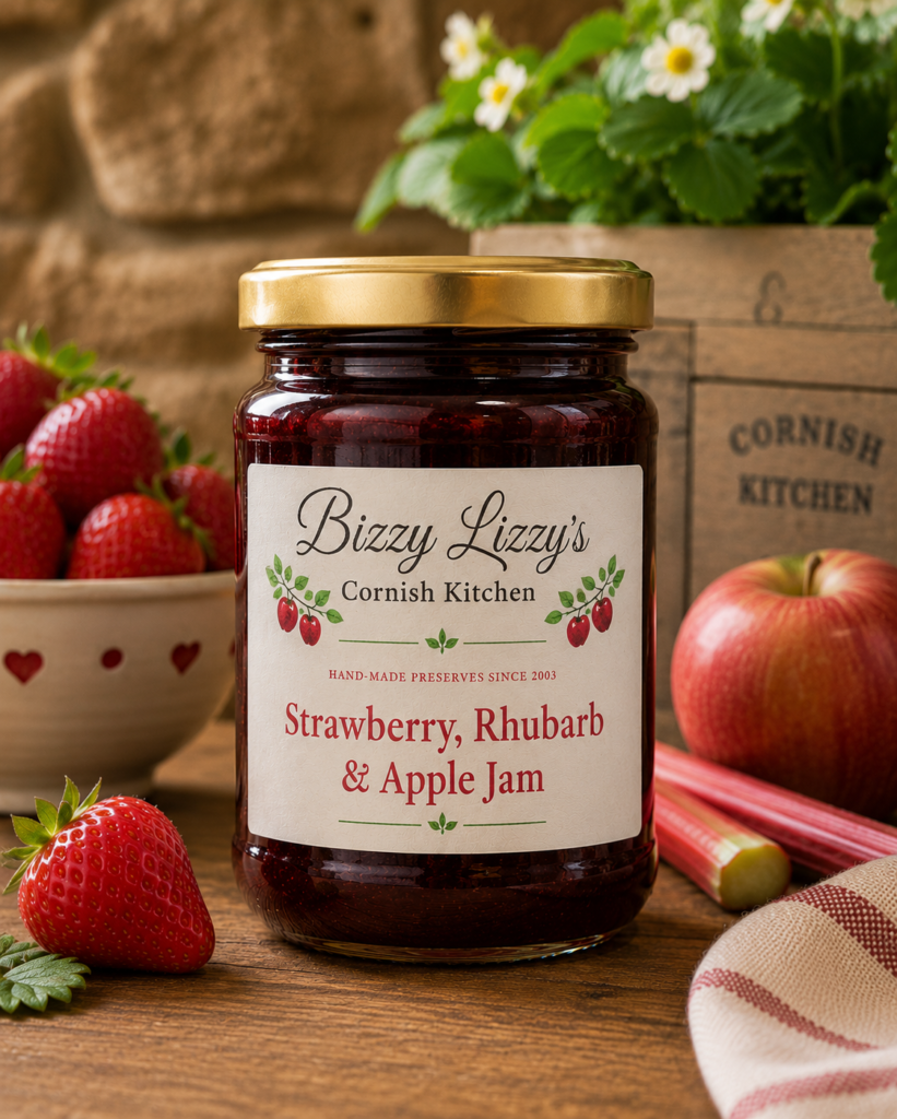 Jams & Marmalades strawberry rhubarb and applejam web image